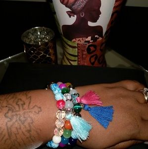 Multi Colored Bracelets w/Tassels